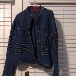 Women's ripped denim jacket